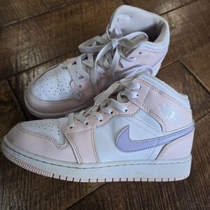 Nike Air Jordan Mid Sneakers in White and Pink